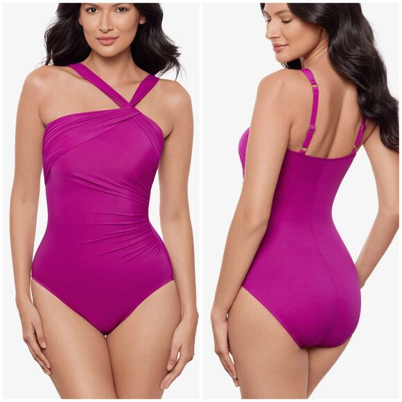 Miraclesuit NWOT Rock Solid Europa Underwire One Piece Swimsuit Pink Size 10 - Picture 1 of 11